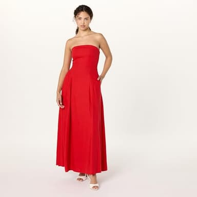 The Drop Women’s Carlota Strapless Linen Maxi Dress, Crimson, M - Image 4