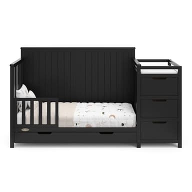 Graco Hadley 5-in-1 Convertible Crib & Changer (Black) – GREENGUARD Gold Certified, Fits Standard Crib Mattress, Converts to Toddler Bed and Full Bed, 4 Adjustable Mattress Heights - Image 13