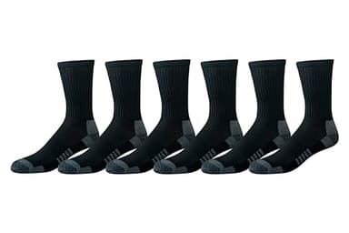 Amazon Essentials Men's Performance Cotton Moisture Control Socks, Athletic Crew, Breathable, 6 Pairs, Black, 13-15 - Image 1