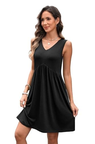 XIEERDUO Summer Dresses for Women 2025 V Neck Casual Dresses with Pockets Cute Wedding Guest Dress Flowy Beach Fashion Black XL - Image 3