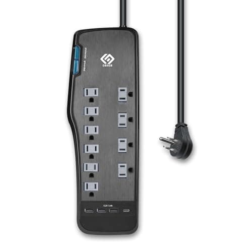 OSKOS Surge Protector Power Strip, 10 Outlets, Four USB 3.4A Ports (3A+1C), 6FT Extension Cord, 3540 Joules, 15A/1800W,Wall Mountable, UL Listed - Image 1