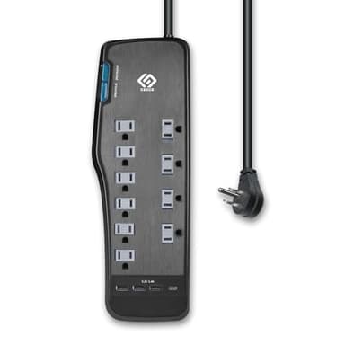 OSKOS Surge Protector Power Strip, 10 Outlets, Four USB 3.4A Ports (3A+1C), 6FT Extension Cord, 3540 Joules, 15A/1800W,Wall Mountable, UL Listed - Image 1