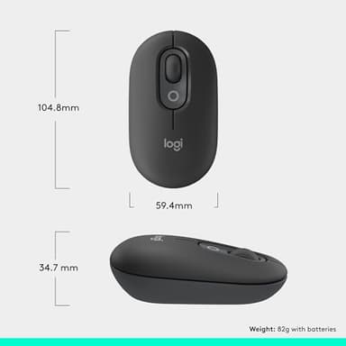 Logitech POP Mouse, Wireless Mouse with Customizable Emojis, SilentTouch Technology, Precision/Speed Scroll, Compact Design, Bluetooth, Multi-Device, OS Compatible - Graphite - Image 9