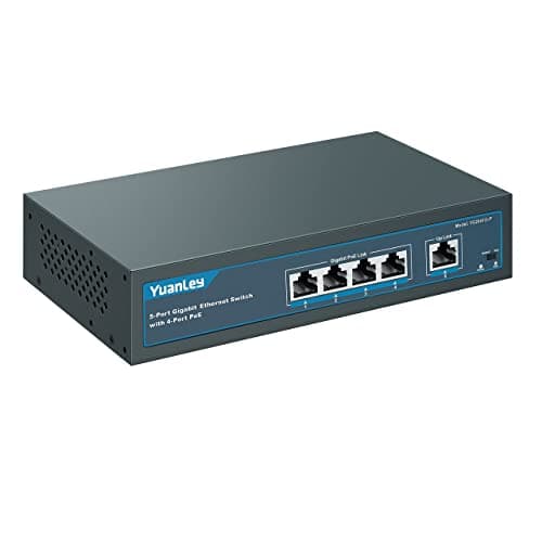 YuanLey 5 Port Gigabit PoE Switch with 4 Port PoE+ 1000Mbps, 802.3af/at 78W Built-in Power, Fanless Metal Unmanaged Plug & Play - Image 1