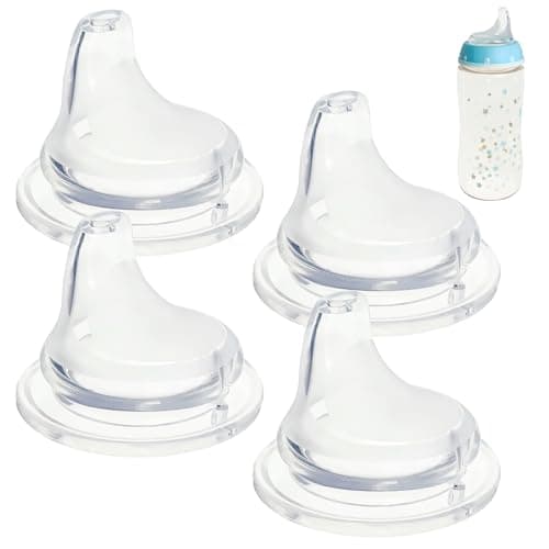 4 Pack Replacement Silicone Spout Compatible with NUK Active and Learner Cups, Clear Silicone Dishwasher Safe No Spill BPA Free Nipple Replacement Spouts - Image 1