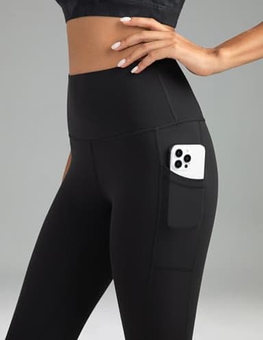 Colorfulkoala Women's High Waisted Tummy Control Workout Leggings 7/8 Length Yoga Pants with Pockets (L, Black) - Image 3