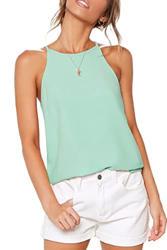 LouKeith Womens Shirts Halter Tank Tops Summer Racerback Casual Spaghetti Strap Beach Workout Tee Shirts Blouses MintGreen M - Image 1