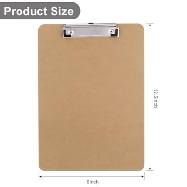 Macroclo Wood Clipboards Set of 8, Letter Size Hardboard Clip Board 8.5x11 for Classroom, Students, Kid, A4 Standard Size 9" x 12.5" with Low Profile Clip, Office & School Supply - Image 2