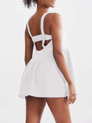 Sexyasasii Tennis Dresses for Women Workout Pockets Golf Dress with Built in Shorts and Bra Casual Athletic Clothing for Hiking White - Image 2