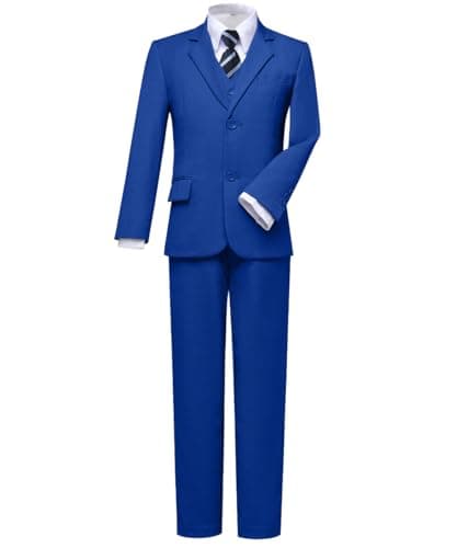 Boys Suit,Kids Slim Fit Dress Clothes Ring Bearer Outfit for Wedding Royal Blue Size 5 - Image 1