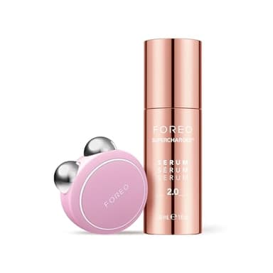 FOREO Firm & Fabulous BEAR mini + Serum Serum Serum 1 Oz Anti aging Starter Kit- Microcurrent Facial Device- Instant Face Lift- Double Chin Eliminator- Facial Skin Care Products- Gift Set- Pearl Pink - Image 1