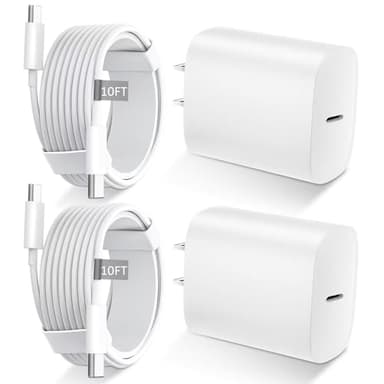 iPhone 17 16 15 Charger Fast Charging Type C Chargers USB C Fast Charger Block & iPhone 17 Charger Cord 10FT Long USB C Charging Cable for iPhone 17/17 Pro/17 Pro Max/Air/iPhone 16 15 Pro Max,iPad Pro - Image 1