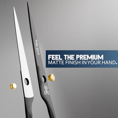 The Cut Factory® 6.5” Matte Black Luxury Hair Scissors – Ultra-Sharp High Carbon Steel Barber Shears for Men, Women & Kids – Gift-Boxed with Leather Pouch – Precision Cutting for Salon & Home - Image 4