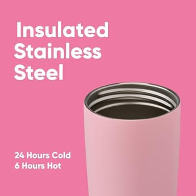 Owala SmoothSip Slider Insulated Stainless Steel Coffee Tumbler, Reusable Iced Coffee Cup, Hot Coffee Travel Mug, BPA Free 20 oz, Pink (Pucker Up) - Image 4