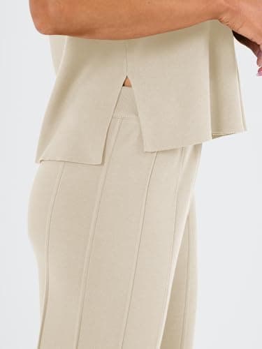 LILLUSORY 2 Piece Sets for Women Summer Vacation 2025 Lounge Outfits Matching Two Pcs Spring Knit Tracksuits Sweat Suits Beige L - Image 5