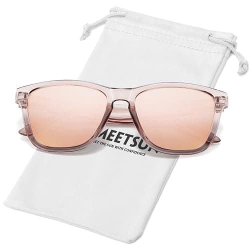 MEETSUN Polarized Sunglasses for Women Men Trendy Classic Designer Retro Driving Sun Glasses 100% UV Protection - Coffee Frame/Gold Mirrored Lens - Image 1