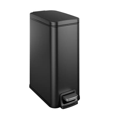 Veelesa Slim Bathroom Trash Can with Lid Soft Close, 1.6 Gallon Stainless Steel Garbage Can with Removable Inner Bucket, Durable Step Pedal, Small Trash Bins for Toilet, Bedroom, Kitchen, Office - Image 1