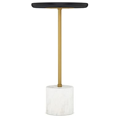 SIMPLIHOME Turner Side Table - 12 inch Wide Solid Mango Wood Top with Iron Stem and Genuine Marble Base in Black/Gold/White, Modern End Table or Nightstand for Living Room, Bedroom, or Entryway - Image 5
