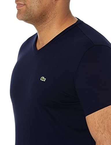 Lacoste Men's Short Sleeve V-Neck Pima Cotton Jersey T-Shirt, Navy Blue, Large - Image 5