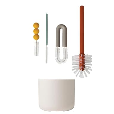 Boon Mod Baby Bottle Brushes - Includes Bottle Cleaner Brush, Straw Cleaner Brush, Nipple Brush and Detail Brush for Baby Bottles - Baby Bottle and Straw Brush Cleaning Set - Deco - 4 Count - Image 3