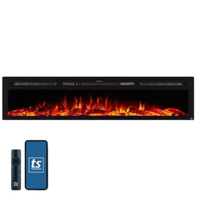 Touchstone Smart Electric Fireplace-The Sideline 84" Wide-in Wall Recessed - 30 Realistic Ember Color/Flame Options - 1,500W Heater w/Thermostat - Log & Crystal Hearth Options - Alexa/WiFi Enabled - Image 1
