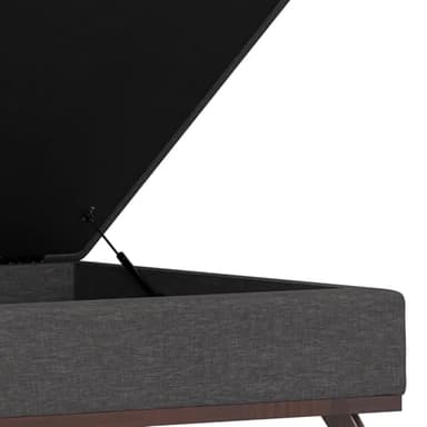 SIMPLIHOME Owen 36 inch Wide Mid Century Modern Square Coffee Table Storage Ottoman in Slate Grey Linen Look Fabric, Assembled, for the Living Room, Entryway and Family Room - Image 10