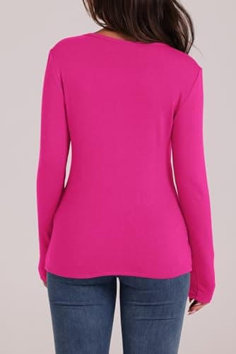 WIHOLL Crewneck Sweatshirts Women Beach Vacation Outfits Fall Long Sleeve Tops Crewneck Fleece Tshirts Casual Soft Clothing Tunics Hot Pink 2XL - Image 5