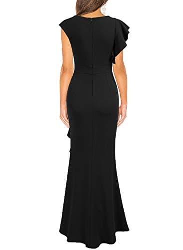 WOOSEA Women's Split Bodycon Mermaid Evening Cocktail Long Dress Black - Image 2