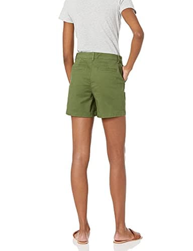 Amazon Essentials Women's Mid-Rise Slim-Fit 5 Inch Inseam Khaki Short (Available in Straight and Curvy Fits), Olive, 18 - Image 2