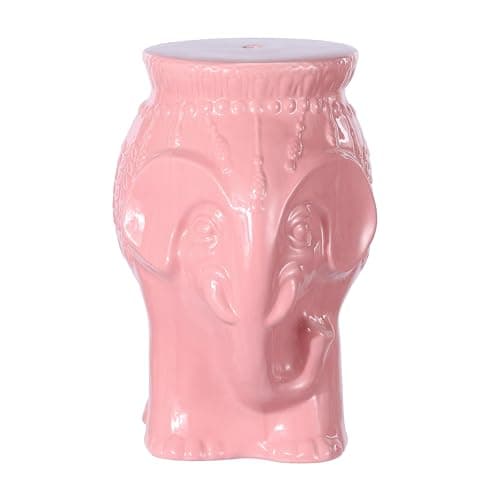 JONATHAN Y TBL1026C Orla 18.5" Modern Bohemian Elephant Ceramic Indoor/Outdoor Garden Stool Modern, Bohemian, Mid-Century, Classic, Traditional, Cottage, Patio, Garden, Bathroom, Living Room, Pink - Image 1