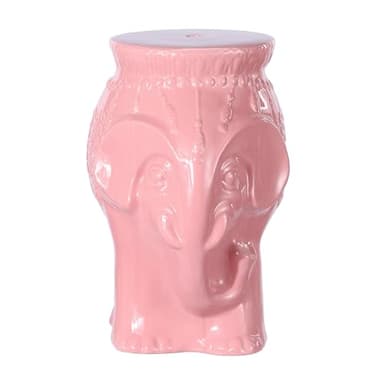JONATHAN Y TBL1026C Orla 18.5" Modern Bohemian Elephant Ceramic Indoor/Outdoor Garden Stool Modern, Bohemian, Mid-Century, Classic, Traditional, Cottage, Patio, Garden, Bathroom, Living Room, Pink - Image 1