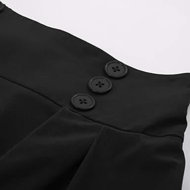 Belle Poque Womens Elastic Waist Black A-line Skirt with Pocket,Medium - Image 4