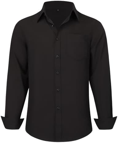 Men's Long Sleeve Dress Shirts, Regular Fit Stretch Wrinkle-Free Business Casual Button-Down Shirts with Front Pocket - Image 3