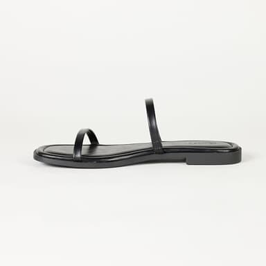 The Drop Women's Paris Square Toe Two Strap Flat Sandal, Black, 7 - Image 2