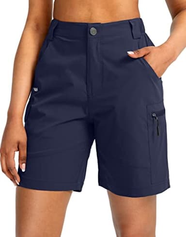 Viodia Women's 7" Hiking Cargo Shorts with Pockets Quick Dry Lightweight Shorts for Women Golf Casual Summer Shorts Navy - Image 2
