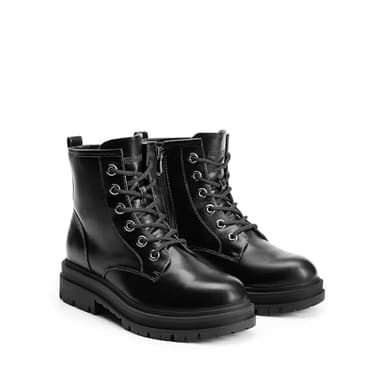 DREAM PAIRS Combat Boots Ankle Booties Lace-up Platform Side Zipper Lug Sole Boots,Size 8,Black,STRONG-5 - Image 4