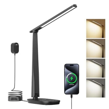 Honeywell Desk Lamp for Home Office, Dimmable LED Desk Light with USB A+C Dual Charging, 4 Modes Brightness Touch Lamp with Timer, Eye Caring Foldable Reading Light, Table Lamp for Study Nightstand - Image 8