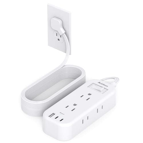 Extension Cord 15 ft - Power Strip Surge Protector, Flat Plug with 6 AC Outlet Extender 3 USB Ports (2 USB-C), 1080J, Multi Plug Outlets Desktop Charging Station for Home College Dorm Room Essentials - Image 1