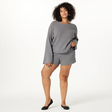 The Drop Women's Faith Pull-on Ribbed Sweater Short, Charcoal, L - Image 7