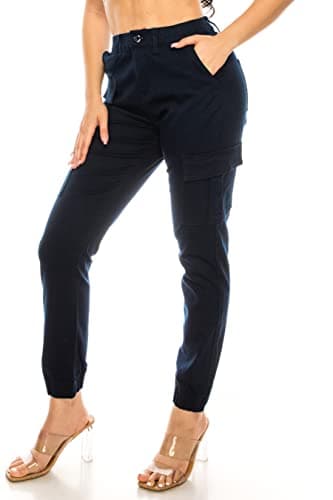 Double Denim January 5th High Waisted Cargo Joggers Pants for Women – Baggy Fleece-Lined Casual Sweatpants with Pockets Streetwear SCP-2049 Navy 1X - Image 2