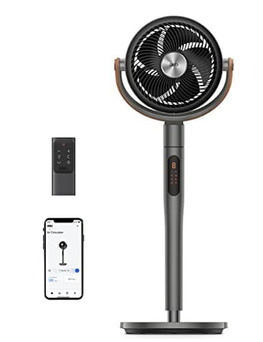 Dreo Smart Fan for Bedroom, 120°+105° Omni-directional Oscillating Standing Fans with Remote, 100ft Quiet Floor Fan for Room, Wi-Fi/Voice/Alexa, 6 Modes, 8 Speeds, 37-43'' Height, 12H Timer, DC Motor - Image 1