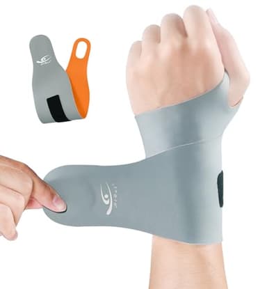 HiRui Ultra-Thin Elastic Wrist Brace Wrist Wraps, Compression Wrist Straps Support for Carpal Tunnel Arthritis Tendonitis Sprains Pain Relief Workout, Soft & Comfortable (Gray (Pack of 1)) - Image 1