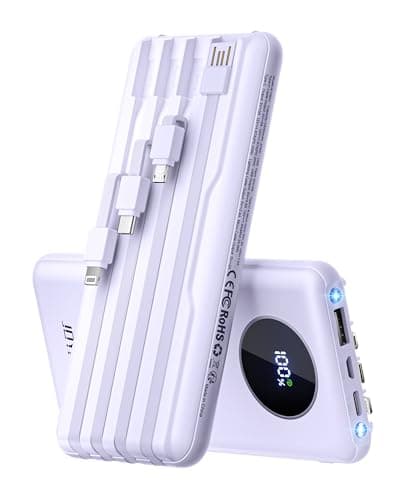 JOYFAR Portable-Charger-Power-Bank Travel Essentials Battery Pack USB C 10000mAh Built in Cable 22.5W Phone Fast Charging Powerbank Compatible with iPhone 16 15 14 13 12 X iPad Samsung Google (Purple) - Image 1