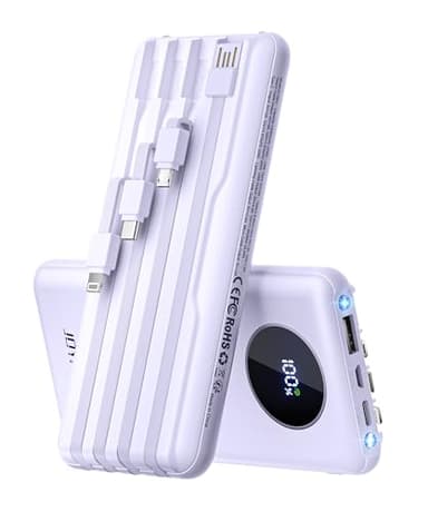 JOYFAR Portable-Charger-Power-Bank Travel Essentials Battery Pack USB C 10000mAh Built in Cable 22.5W Phone Fast Charging Powerbank Compatible with iPhone 16 15 14 13 12 X iPad Samsung Google (Purple) - Image 1