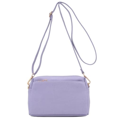 FashionPuzzle Triple Zip Small Crossbody Bag (Lavender) - Image 1