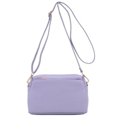 FashionPuzzle Triple Zip Small Crossbody Bag (Lavender) - Image 1