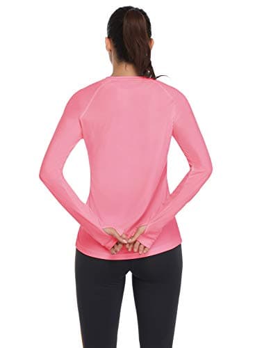 HISKYWIN Women's UPF 50+ Sun Protection Long Sleeve Shirts Outdoor Hiking Fishing Tops HF103- Pink-XL - Image 2