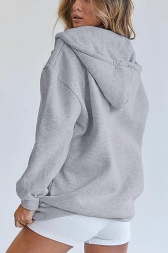 PRETTYGARDEN Women's 2025 Zip Up Y2K Hoodies Casual Long Sleeve Sweatshirts Spring Track Jackets with Pockets (Grey,XX-Large) - Image 3