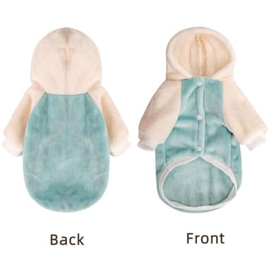 FabriCastle Dog Hoodie Sweater for Small Dogs Boy and Girl, Small Dog Clothes XS XXS Puppy Sweatshirt, Pet Outfit, Cat Clothing Super Soft Warm Snap On Closure (Green-Cream, Large) - Image 2