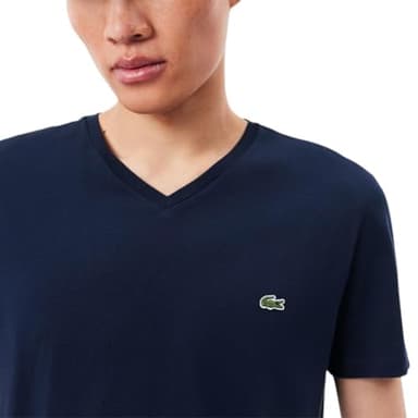 Lacoste Men's Short Sleeve V-Neck Pima Cotton Jersey T-Shirt, Navy Blue, Large - Image 2